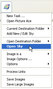 Opening destination folder